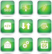 SEO Internet Sign Square Vector Green Icon Design Set 6 N12