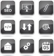 SEO Internet Sign Square Vector Black Icon Design Set 6 N12