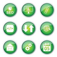 SEO Internet Sign Green Vector Button Icon Design Set 6 N11