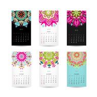 Calendar grid 2015 for your design floral ornament N2