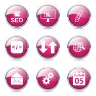 SEO Internet Sign Pink Vector Button Icon Design Set 6 N12