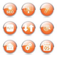 SEO Internet Sign Orange Vector Button Icon Design Set 6 N11