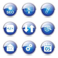 SEO Internet Sign Blue Vector Button Icon Design Set 6 N11