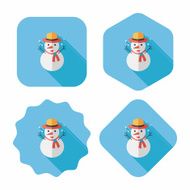 snowman flat icon with long shadow eps10 N20