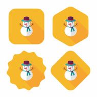 snowman flat icon with long shadow eps10 N22