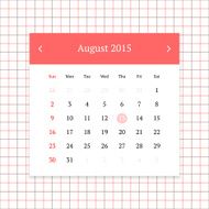 Calendar page for August 2015 N5