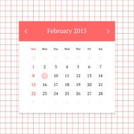 Calendar page for February 2015 N2