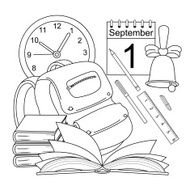 Vector cartoon style line-art school icons
