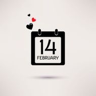 Valentine&#039;s Day vector icon calendar with hearts