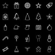 Christmas line icons on black background