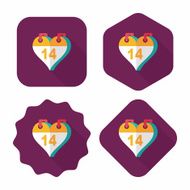 Valentine&#039;s Day February fourteen flat icon with long shadow eps N16