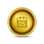 Calender Sign Golden Vector Icon Button N2