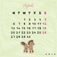 Horses april calendar 2015