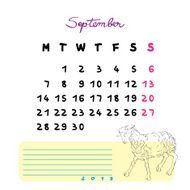 September sheep calendar 2015