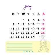 July sheep calendar 2015