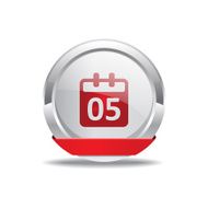 Calender Sign Red Vector Icon Button N3