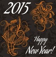 New year card with floral pattern vector illustration