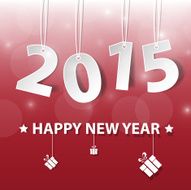 Vector Modern red simple Happy new year 2015