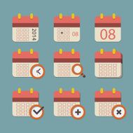 Vector flat calendar icon set