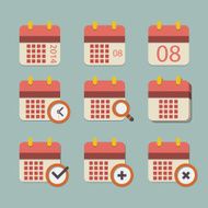 Vector flat calendar icon set N2
