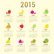 Calendar 2015 Fruit Cute Cartoon Vector