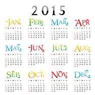 Happy New Year Calendar 2015 Vector N2