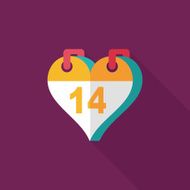 Valentine&#039;s Day February fourteen flat icon with long shadow eps N20