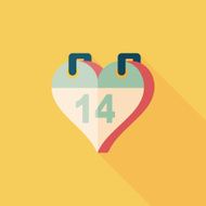 Valentine&#039;s Day February fourteen flat icon with long shadow eps N21