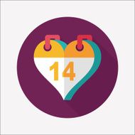 Valentine&#039;s Day February fourteen flat icon with long shadow eps N24