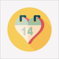 Valentine&#039;s Day February fourteen flat icon with long shadow eps N25