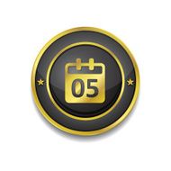 Calender Sign Gold Vector Icon Button