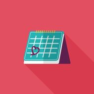 Valentine&#039;s Day February fourteen calendar flat icon eps10