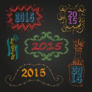 Set of numbers 2015 hand drawn vector illustration