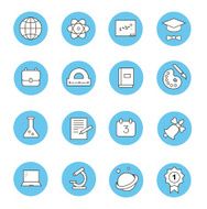 Education and learning flat thin line icons set modern collection