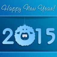 Symbol of New Year&#039;s lamb on blue with a frame