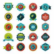 Chinese New Year badge flat banner design background set N88