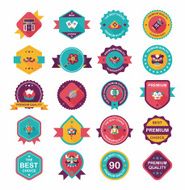 Chinese New Year badge flat banner design background set N114