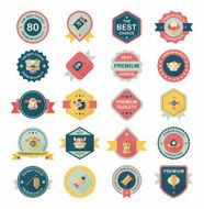 Chinese New Year badge flat banner design background set N129