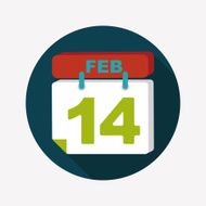 Valentine&#039;s Day February fourteen flat icon with long shadow eps10 N2