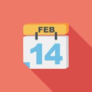 Valentine&#039;s Day February fourteen flat icon with long shadow eps10 N5