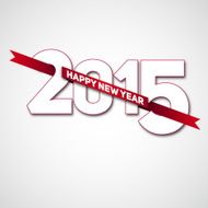 Happy new year 2015 with red ribbon vector