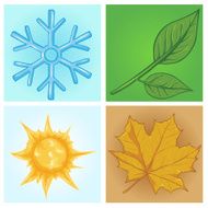 Vector Set of Cartoon Seasons Icons