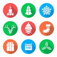 flat white design christmas icons set