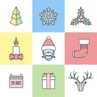 christmas outline color icons