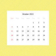 Calendar page for October 2015 N9