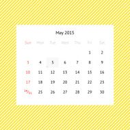 Calendar page for May 2015 N7