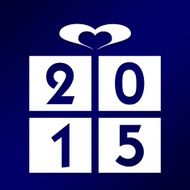 2015 gift illustration on blue background