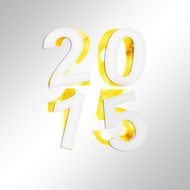 2015 square greeting card with cut paper and shiny background