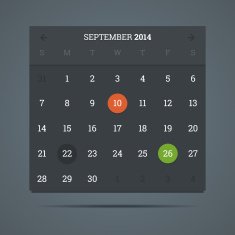 September 2014 calendar in flat dark style