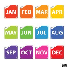 Colorful month stickers(icon sign symbol)
